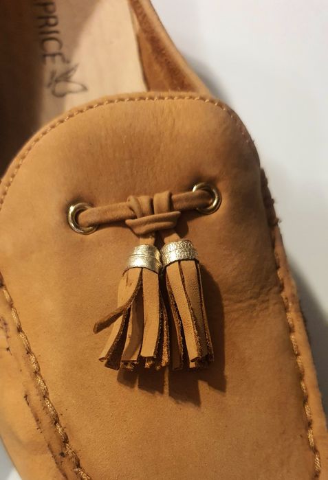 Damskie komfortowe  mokasyny skórzane_CAPRICE_38_Camel_NOWE