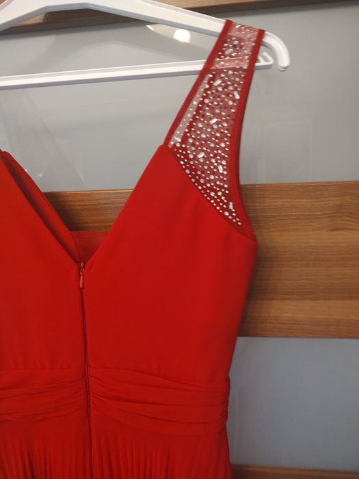 Suknia czerwona plisa 36 okazja studniówka