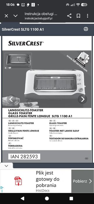 Toster SilverCrest SLTG 1100 A1 • 1100 W • Podgląd przez szybkę