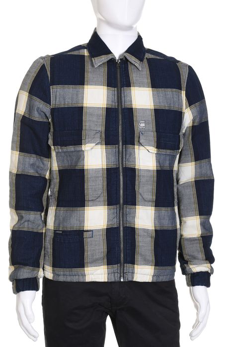 G-STAR RAW bawełniana kurtka męska na zamek z ociepleniem w kratkę S