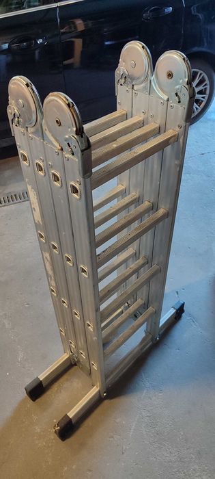 Drabina aluminiowa, wielofunkcyjna, rozkładana, 4 sekcje, 4 stopnie