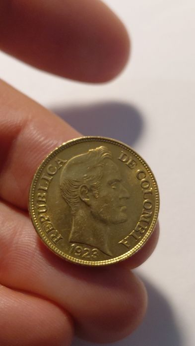 Moeda Ouro  5 Pesos Colombia 1923