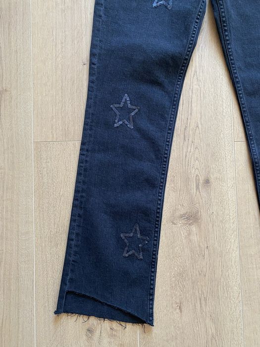 Spodnie, jeansy, dżinsy z ozdobnymi gwiazdkami z cekinów, ćwieków