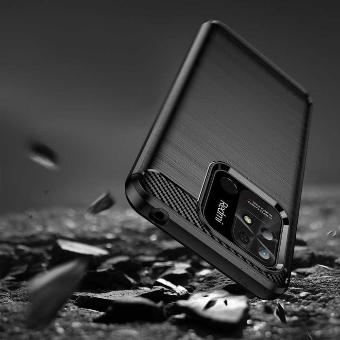 Etui Nakładka Carbon do Xiaomi Redmi 10C + Szkło Hartowane