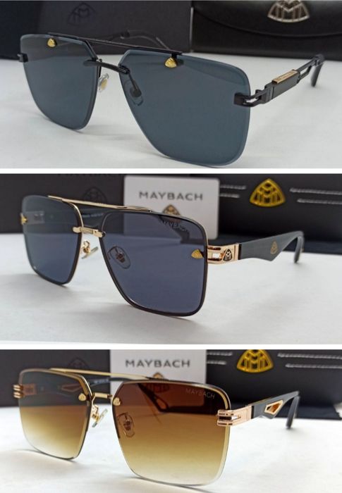 Maybach очки мужские черные и коричневые в золотом металле классика