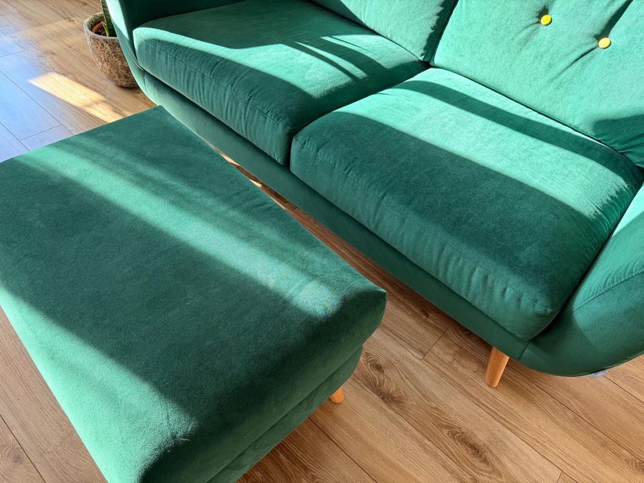 Sofa Sofa MTI-Furninova Smile z podnóżkiem – butelkowa zieleń