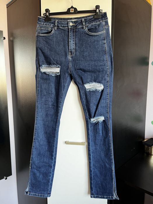 jeansy spodnie rurki rozdarcia 40