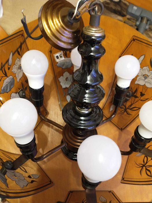 Oryginalna stara lampa - malowana na szkle