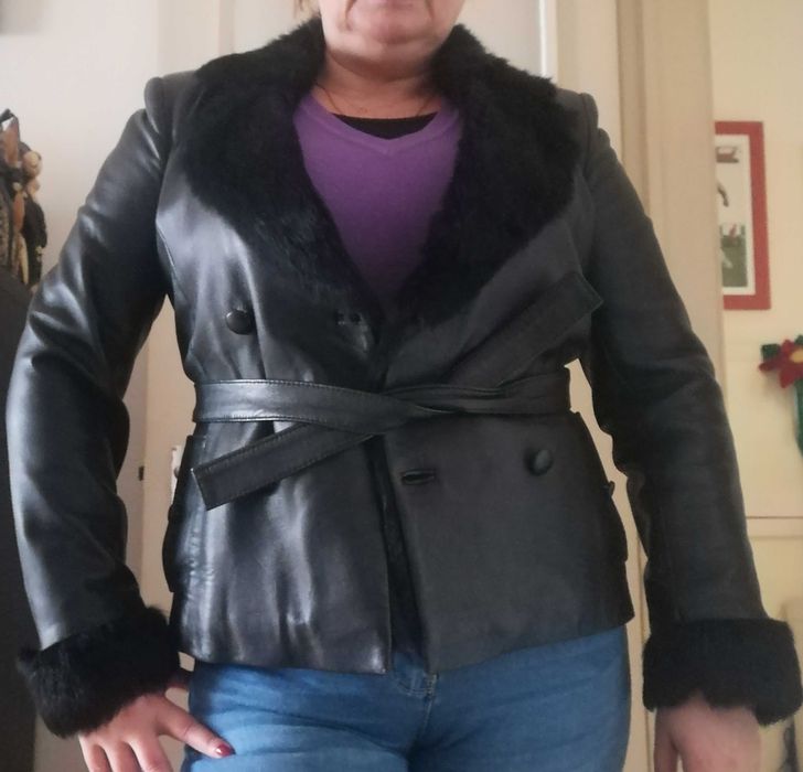 Casaco em pele genuína