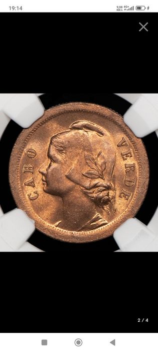 Moeda 10 Centavos 1930 Cabo Verde NGC MS65 RD – Alta Qualidade