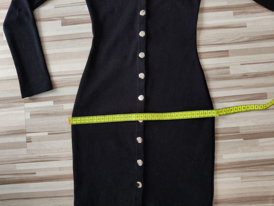 Mała czarna sukienka, prążkowana, XS, Missguided
