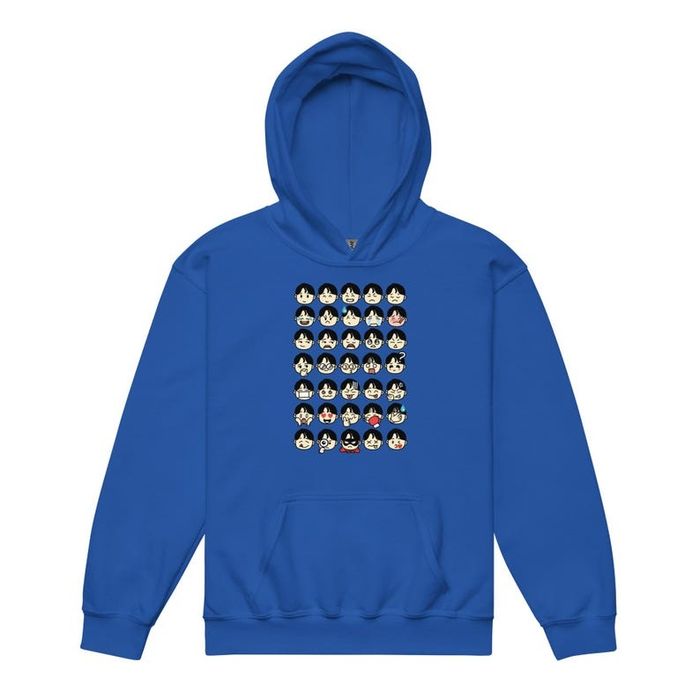 Hoodie Padrão Doodle de Expressões Animadas