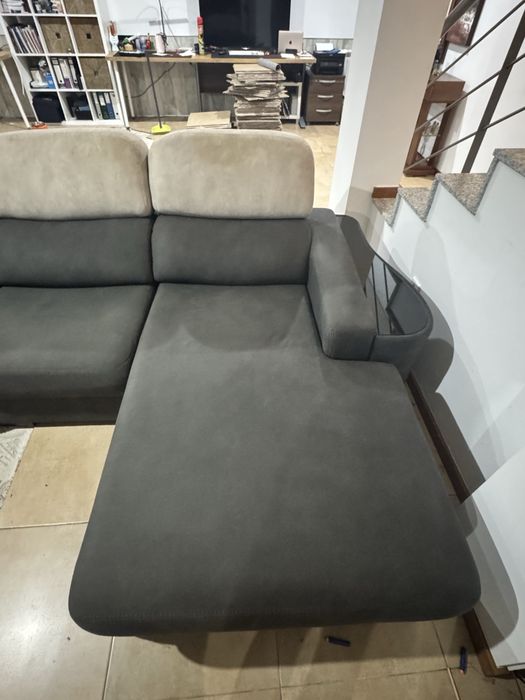 Sofá de Canto com Chaise Lounge e Relax Elétrico