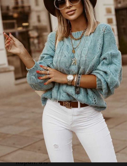 Candy TM sweter turkusowy oversize