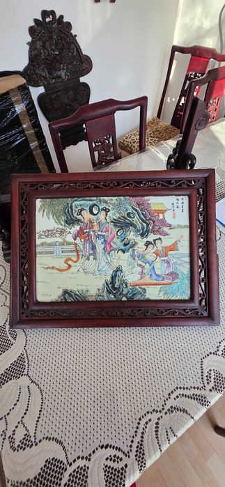 Chiński obraz porcelanowy w ramie