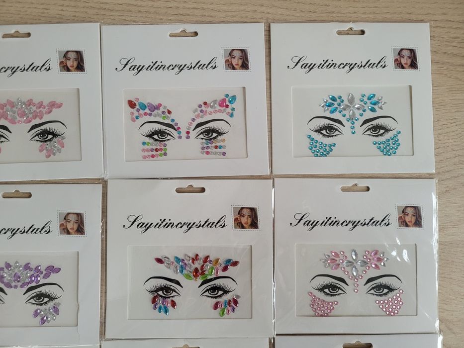 Kryształki samoprzylepne do twarzy ciała 9 sztuk