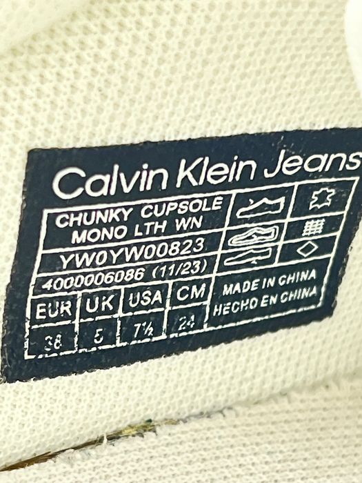 Buty Sportowe Calvin Klein Jeans Chunky Cupsole Monologo Biały Różowy Rozmiar 38