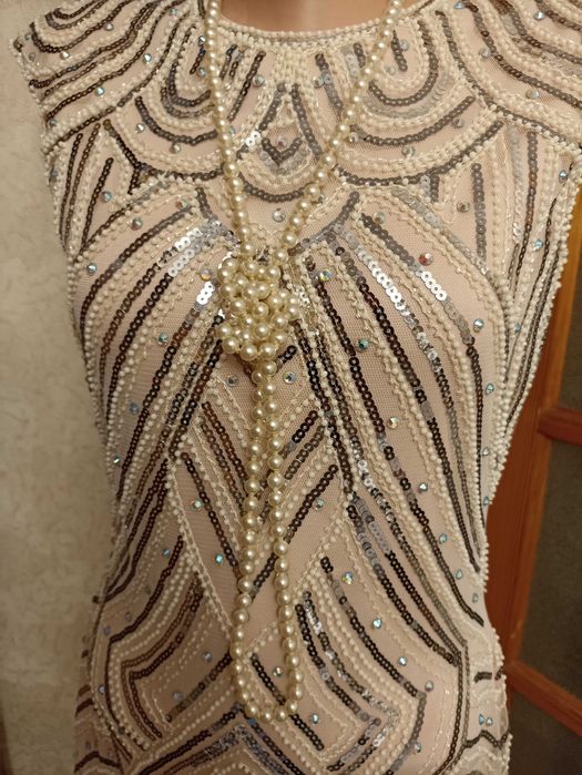 Розкішна золотиста весільна сукня у стилі Великого Гетсбі, розмір M