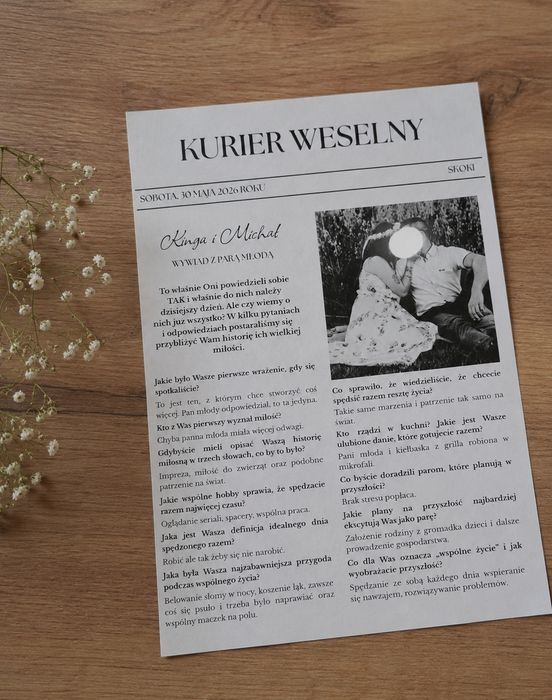 Gazetki weselne personalizowane