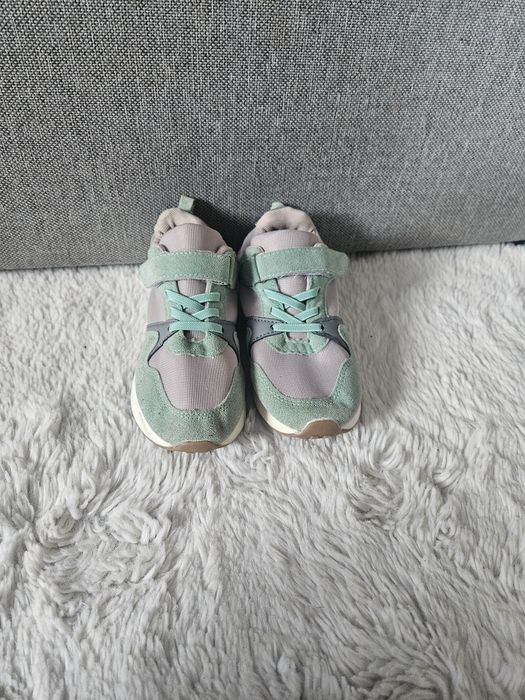 Buty miętowe  z szarym na rzepy dla chłopca dziewczynki 29