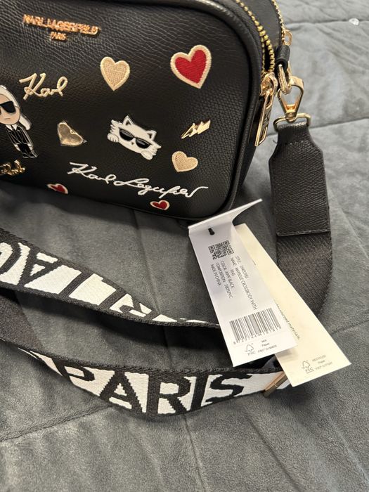 Czarna torebka karl lagerfeld with pins