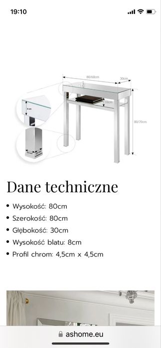 Lustro z konsolą toaletka