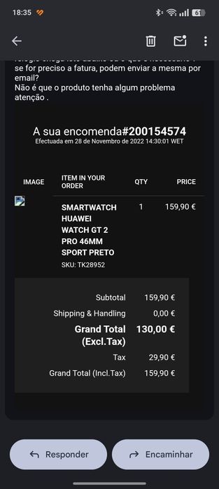 Smartwatch Huawei GT2