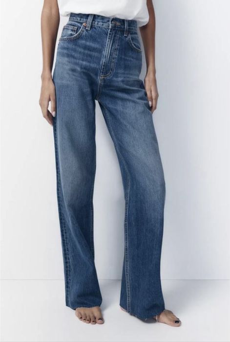Джинси trf high-rise wide leg zara, сині джинси wide leg