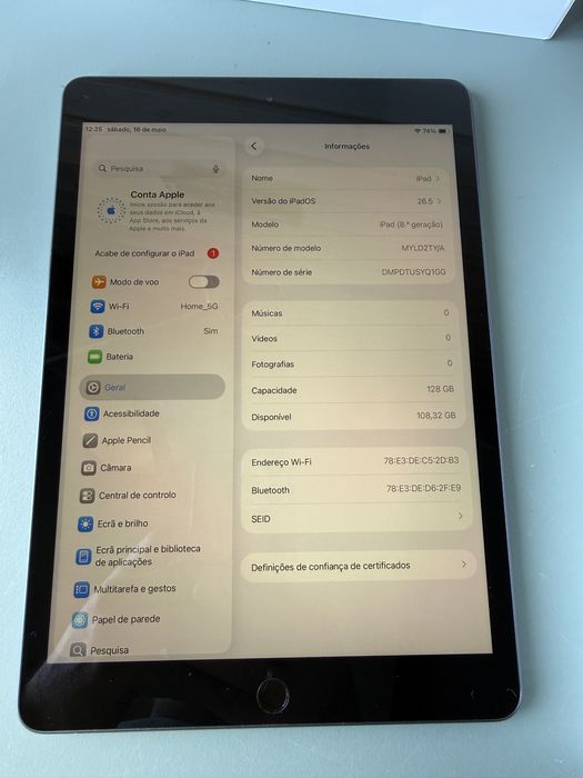 Apple iPad 8a Geração 128 2020