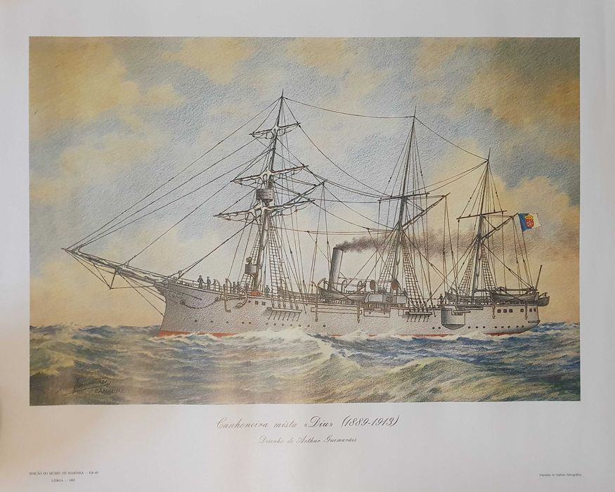 Poster da Canhoneira mista DIU (1889/1913), do Museu de Marinha - 1992