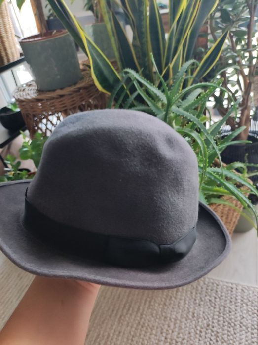 Kapelusz 59cm Christys' London szary elegancki vintage nakrycie głowy