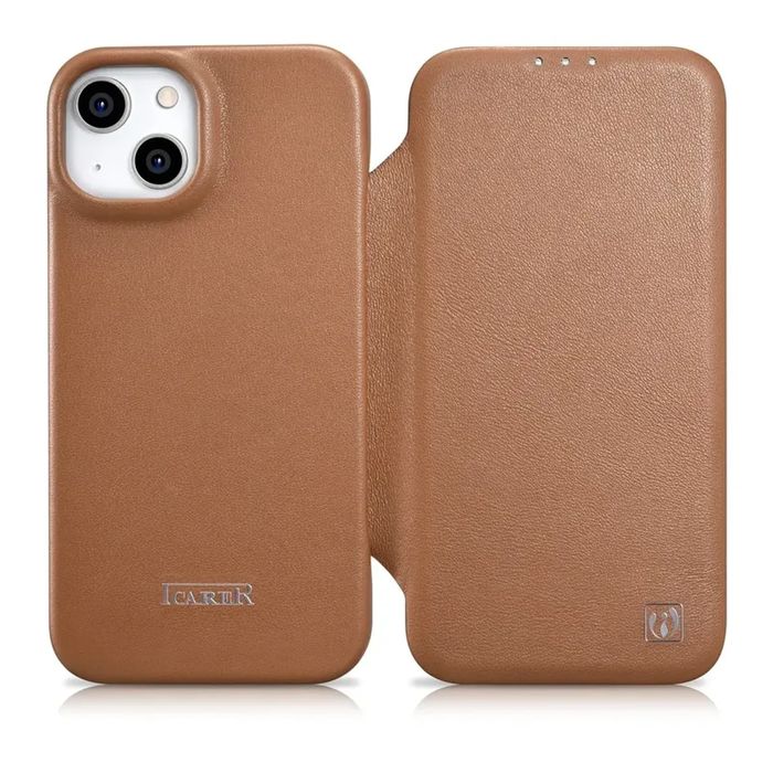 Icarer Ce Premium Leather Folio Case Skórzane Etui Iphone 14 Brązowy