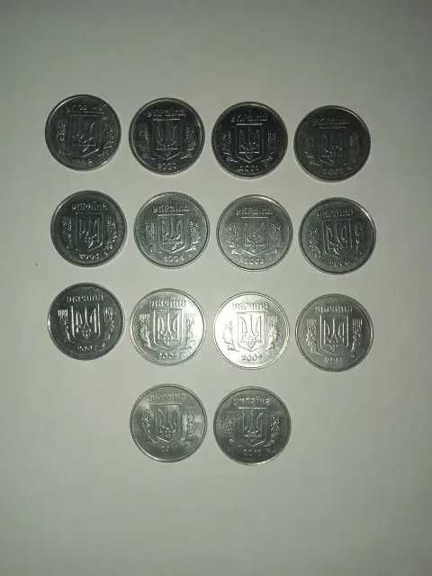 Наборы монет Украины 1,2,5,10,25,50 копеек