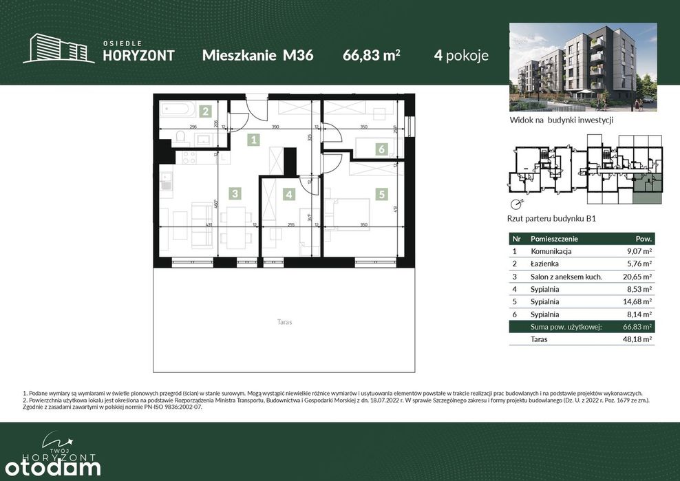 Nisko ul. Sandomierska: Nowe 66,83 m² z tarasem 48 m² | Horyzont