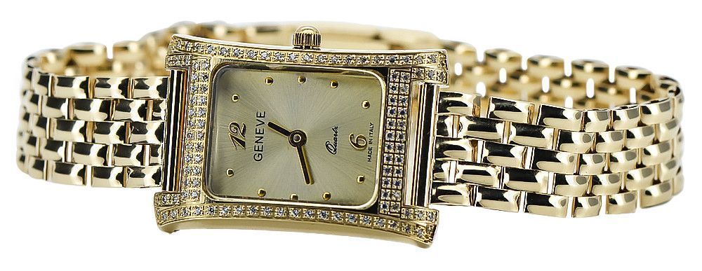 Złoty zegarek z bransoletą damską 14k Geneve lw002ydg&lbw004y Poznań