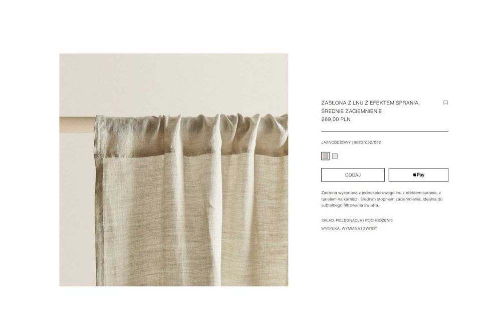 Lniane zasłony BOHO Zara Home beżowe