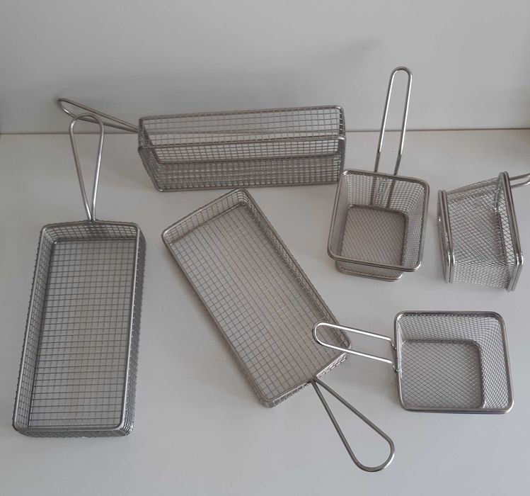 6 Cestas Pequenas Aço Inox Novas p/ Fritadeira