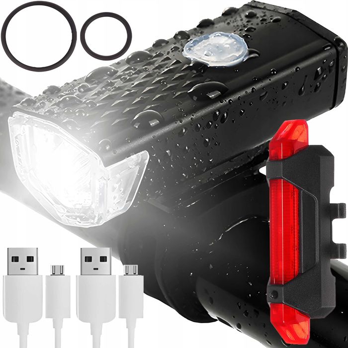 LAMPKA rowerowa LED przód tył zestaw do roweru USB