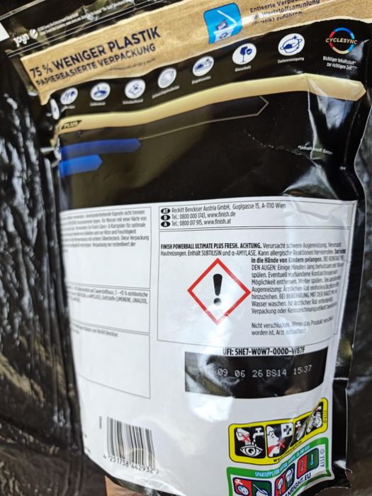 Kapsulki finish ultimate plus powerball 100 sztuk z Niemiec