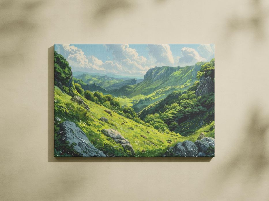 Obraz na płótnie "Zielona Dolina" 120x80 cm - Krajobraz górski