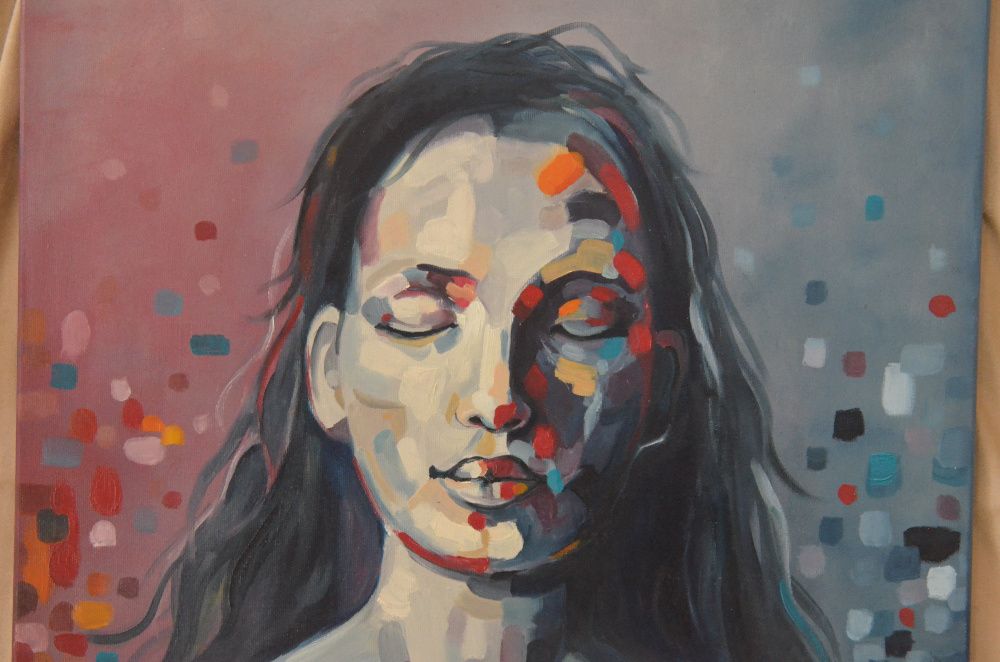 Obraz olejny na płótnie, "Ona", 60 x 60