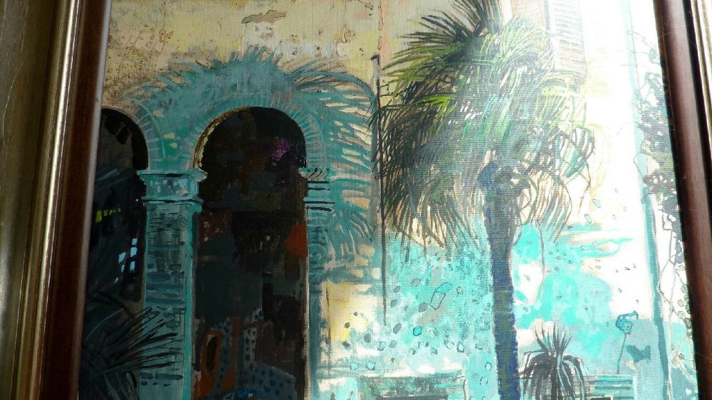 Obraz AMELIA Palma na dziedzińcu Andrzej Borowski akryl na płótnie