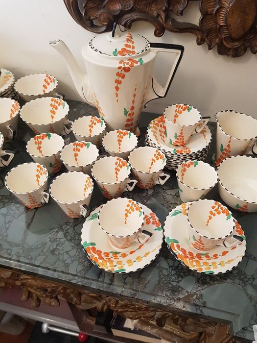 Serviço de café Arte deco inglês  da marca Burleigh