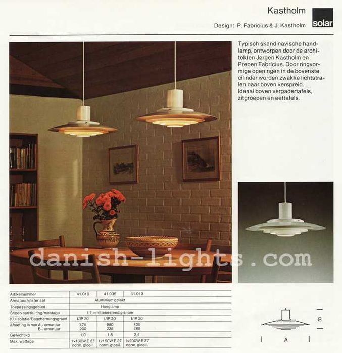 Candeeiro dinamarquês Kastholm P376 para a Nordisk Solar Compagni 1964