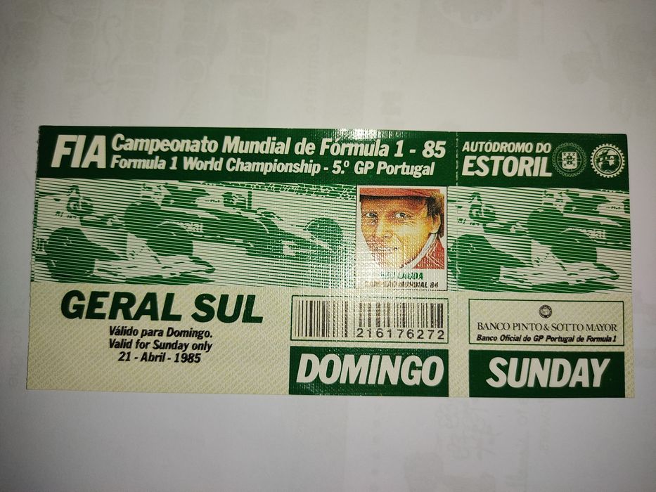 Bilhete Formula 1 1985 Estoril - 1ª Vitória Ayrton Senna na F1