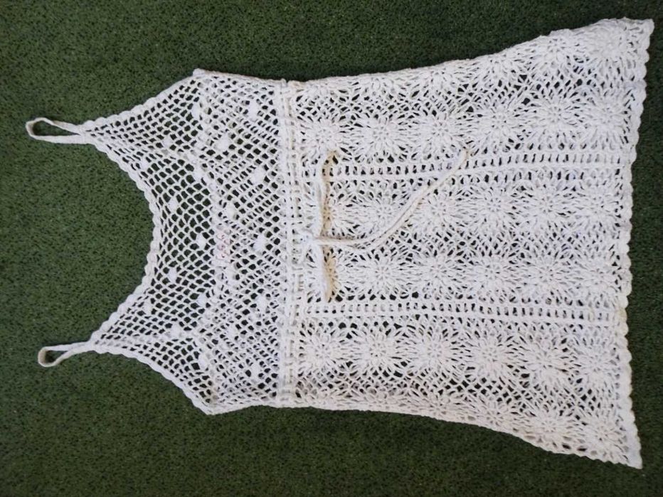 Orsay Biały top Szydełkowy Ażurowy 40 42