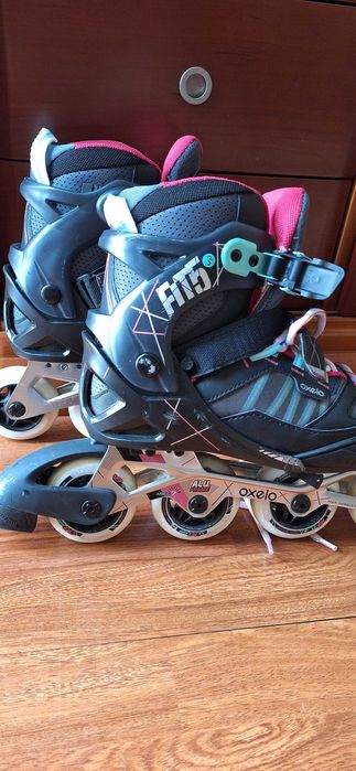 Patins em linha Fit 5, tamanho 38-41, bom estado, saco de transporte