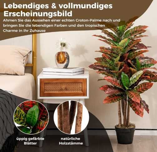 Sztuczna roślina Kroton 100 cm palma w doniczce dekoracja wnętrz
