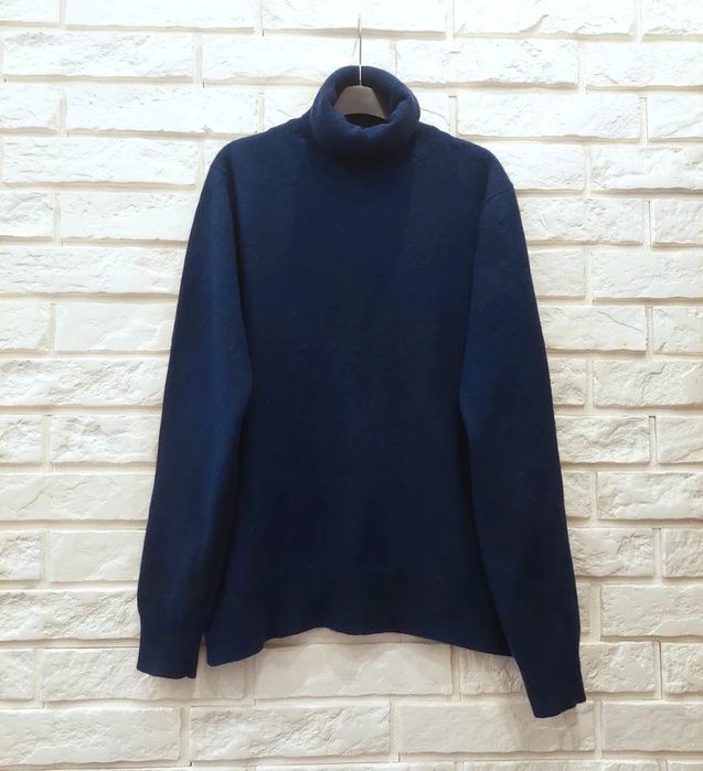 Sweter golf 100% kaszmir granatowy navy vintage
