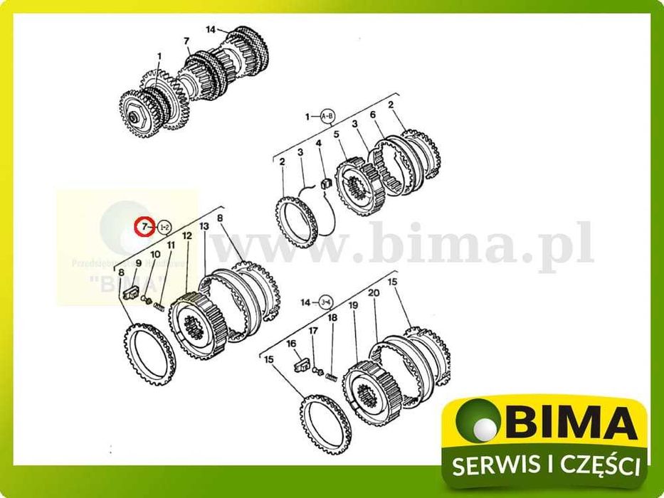 Synchronizator 1-2 żółw zając Massey Ferguson 3080~6190~6265